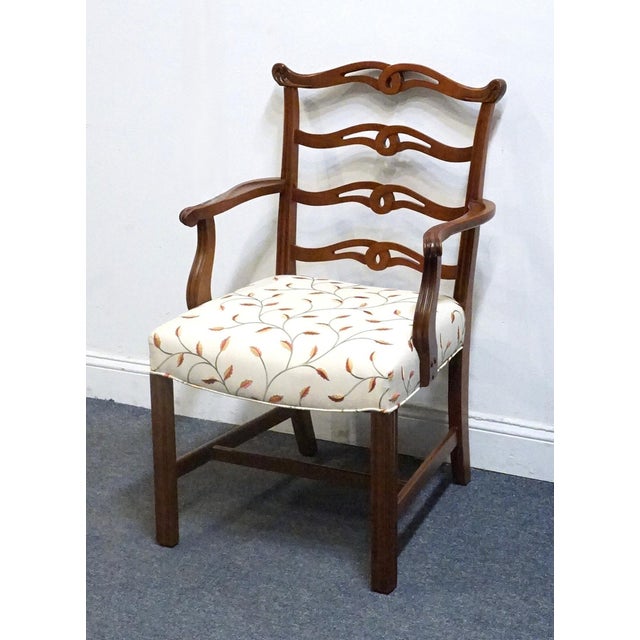 VINTAGE ANTIQUE Solid Mahogany Traditional Duncan Phyfe Style Ladderback Dining Arm Chair 37.5" High 22" Wide 24.5" Deep...