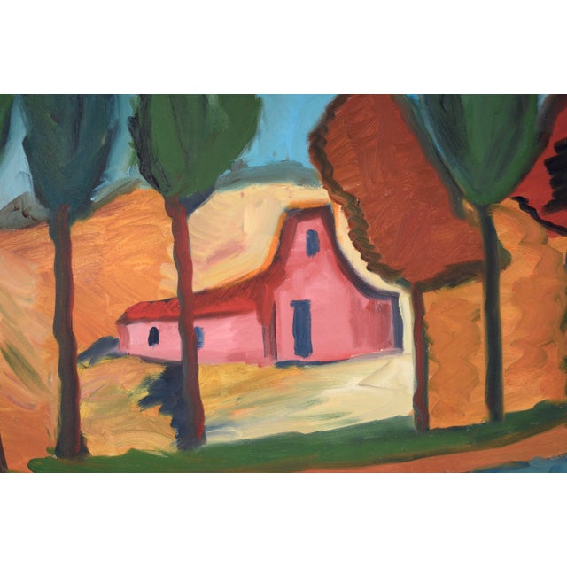 Belgian Barn by the River - Expressionist Landscape Original Oil on Canvas by Gloria Takla For Sale In Monterey, CA - Image 6 of 11