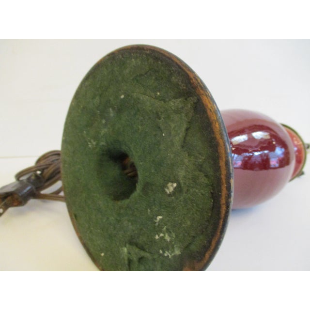 Antique 1910s Chinese Oxblood Baluster Vase Lamp For Sale - Image 4 of 7