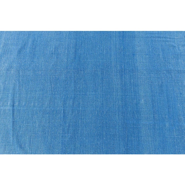 1950s Doris Leslie Blau Vintage Indian Dhurrie Light Blue Flatweave Cotton Rug For Sale - Image 5 of 6