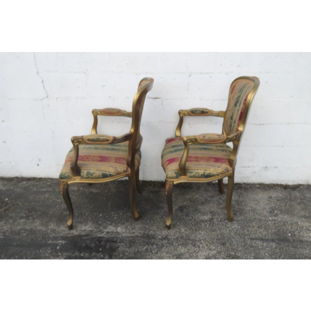 French French Carved Large Painted Antique Gold Tall Side Chairs a Pair 6028 For Sale - Image 3 of 14