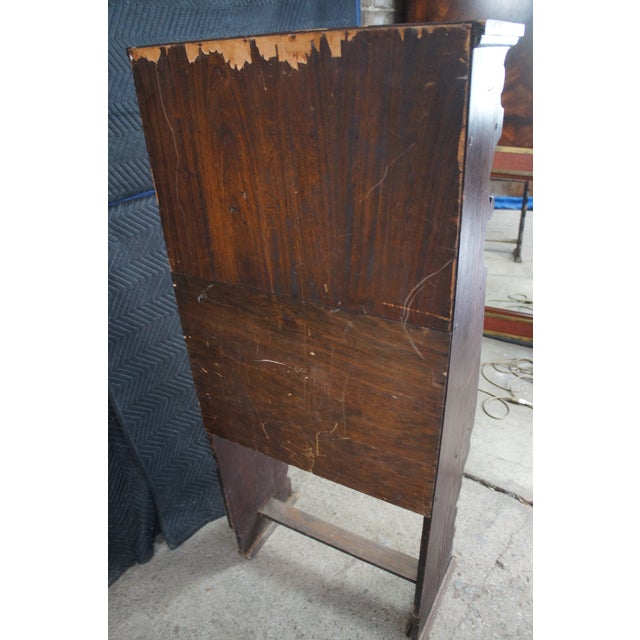 Antique Oak Drop Front Secretary Desk Bookcase Bookshelf Console 65" For Sale - Image 11 of 12