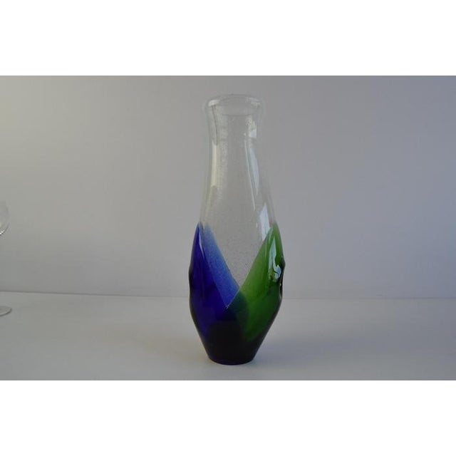 Czech Blue and Green Sommerso Art Glass Vase, 1970s For Sale - Image 4 of 12