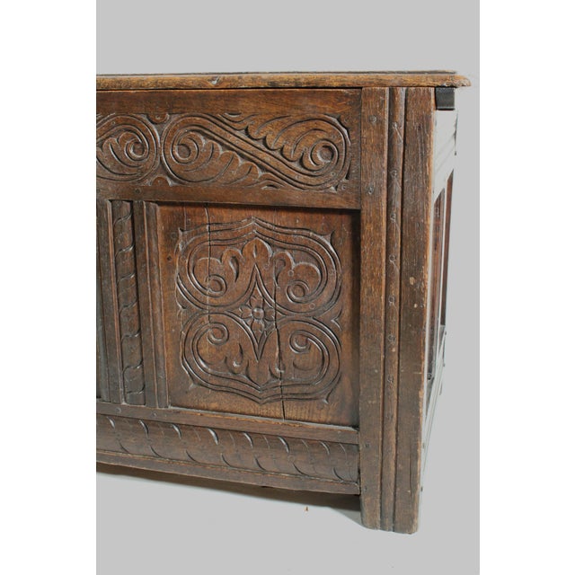 Wood 18th Century English Oak Trunk For Sale - Image 7 of 10