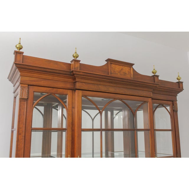 Statton Federal Style Cherry Breakfront China Cabinet For Sale - Image 9 of 13