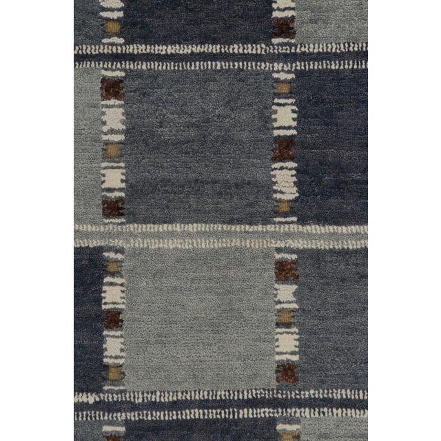 Rug & Kilim’s “High” Scandinavian Style Rug With Blue Geometric Patterns For Sale In New York - Image 6 of 7