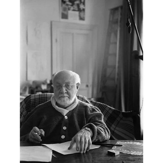 Circa 1950 "Henri Matisse in His Art Studio" Black and White Photograph Print by Sanford Roth For Sale
