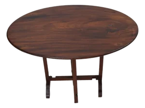 Small French Wood Wine Tasting Table with Tilt Top, 1920s