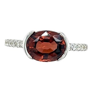 Natural Zircon Diamond Ring 6.5 14k White Gold 4.32 TCW Certified For Sale