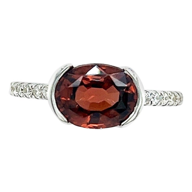 Natural Zircon Diamond Ring 6.5 14k White Gold 4.32 TCW Certified For Sale