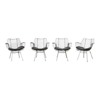 21st Century Set of Four Woodard Sculptura Garden Dining Armchairs For Sale