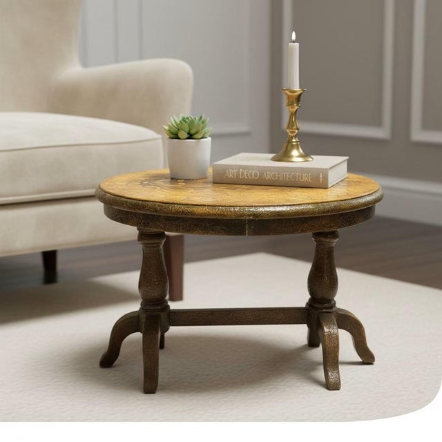 Dimesnions: 31" W x 22" D x 22" H Elevate your living space with this one-of-a-kind, vintage handmade oval table....