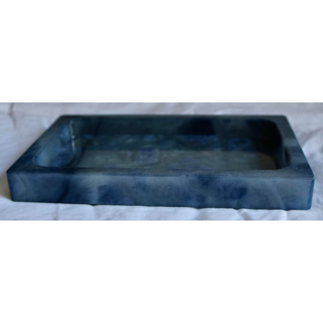Genuine Volterra Blue Alabaster Hand Carved Tray Made in Italy