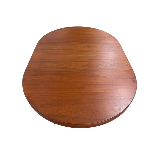 Mid-Century Danish Modern Round / Oval Teak Dining Table For Sale - Image 11 of 12