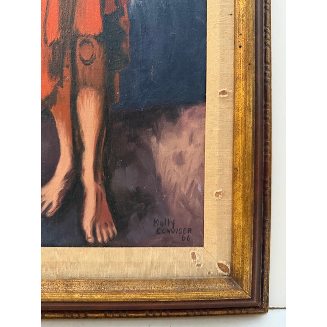 1960s Original 1966 Figurative Dancer Oil Painting After Moses Soyer, Signed Molly Conviser For Sale - Image 5 of 7