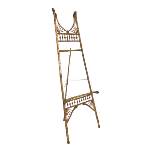 Late 19th Century Victorian Tortoiseshell Bamboo Floor Easel - Burnt Bamboo Display Stand