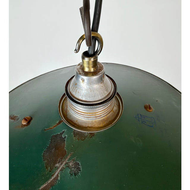 Green Industrial Green Enamel Light, 1950s For Sale - Image 8 of 18