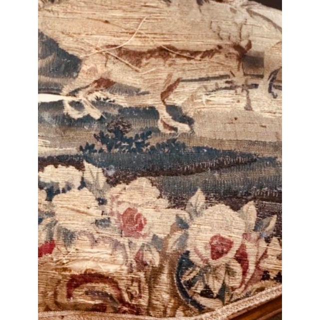 Early 19th Century Pair of Early 19th Century French Louis XV Style Children's Armchairs, Aubusson Tapestry Fauteuils, Carved Walnut Cabriole Legs For Sale - Image 5 of 18