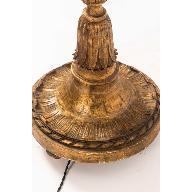 French Gilt Wooden Floor Lamp in the Style of Paul Follot, 1940 For Sale - Image 9 of 11