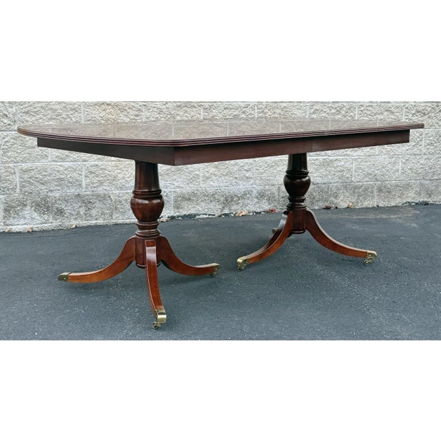 Traditional Stanley Furniture Banded Cherry Regency Style Dining Table For Sale - Image 3 of 11