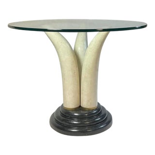 Post Modern Tusk-Motif Pedestal Accent/Side Table by Maitland Smith, Circa 1970s-80s For Sale