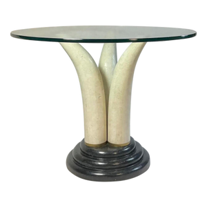 Post Modern Tusk-Motif Pedestal Accent/Side Table by Maitland Smith, Circa 1970s-80s