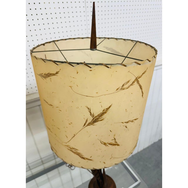 Mid-Century Modern Walnut Table Lamps W/Original Shades - Set of 2 For Sale In Philadelphia - Image 6 of 9