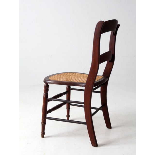Antique American Cane Seat Ladder Back Chair For Sale - Image 9 of 14