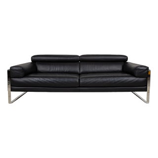 Romeo 2-Seater Sofa in Black Leather and Chrome from Calia For Sale