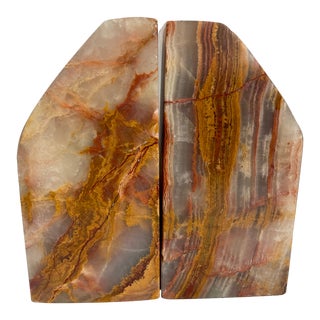 Vintage Solid Agate Slice Bookends- a Pair For Sale