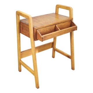 Czech Oak Side Table with Integrated Storage Drawer, 1960s For Sale