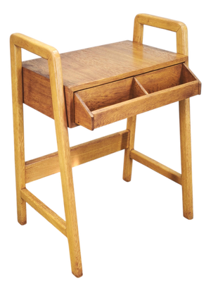 Czech Oak Side Table with Integrated Storage Drawer, 1960s