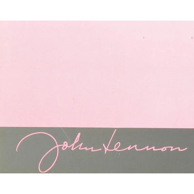Art Deco 1970s Pink Seals on Ice John Lennon Drawing For Sale - Image 3 of 5