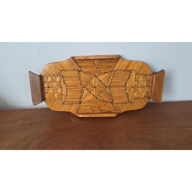 Vintage Tramp Art Matchstick Tray, Folk Art Wooden Catchall, Black Forest Style Match Holder, Rustic Cabin Decor, Handcrafted Boho Tray For Sale - Image 9 of 9
