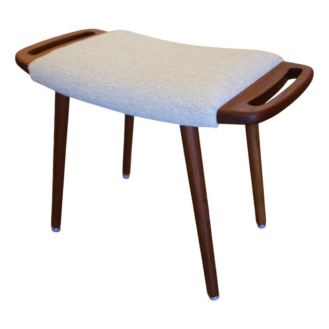 Danish Teak Stool with Shaped Handles, 1960s For Sale