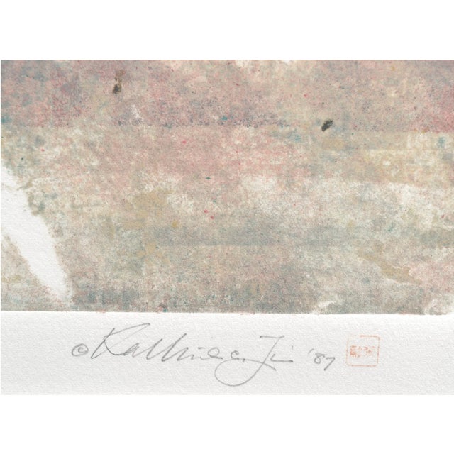 1980s Pastel Fireworks Abstract Oil Painting by Katherine Chang, Framed Liu For Sale - Image 4 of 5