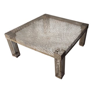 Industrial Patinated Perforated Metal Coffee Table For Sale
