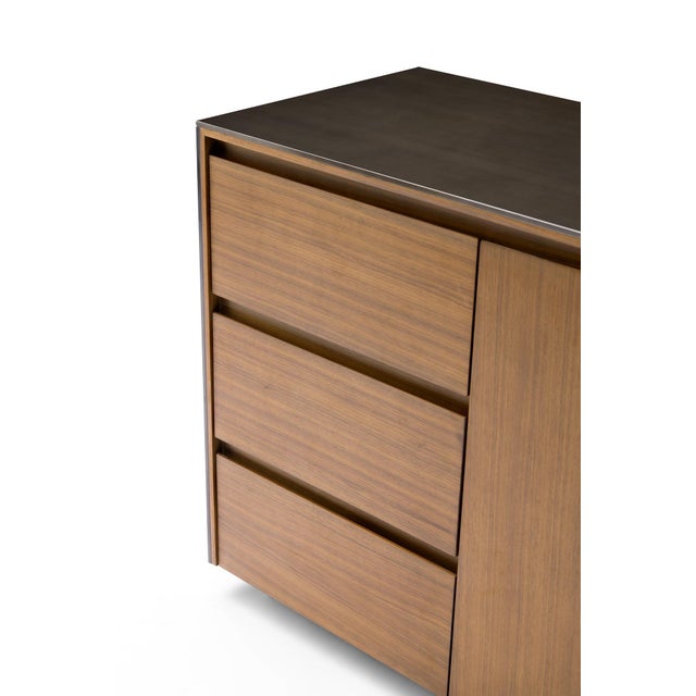 Modern Modern Greg Sheres Style Walnut and Bronze Buffet – “Barcelona" For Sale - Image 3 of 5