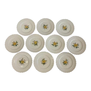1920s Spode's Billingsley Rose Yellow Luncheon Plates- Set of 10