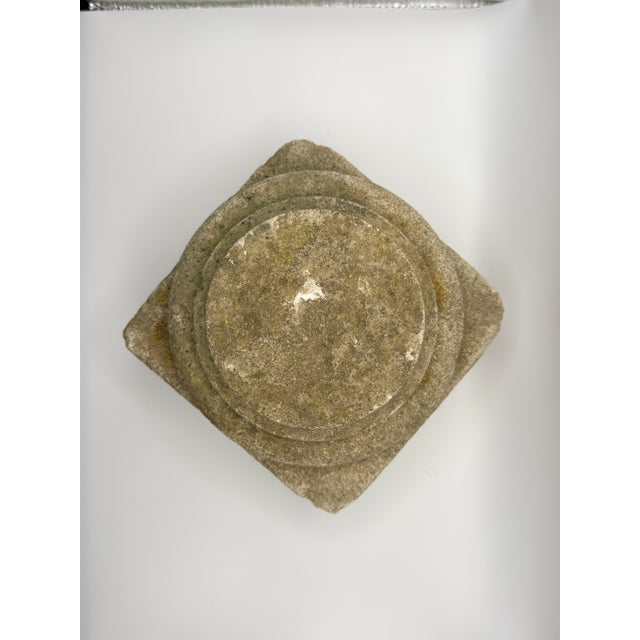 Antique Hand-Carved Stone Column Base Plinth C. 1850 Primitive Architectural Fragment For Sale In Chicago - Image 6 of 7