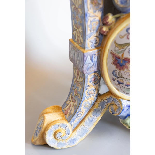 Blue 19th Century Italian Majolica Jardiniere Planter on Pedestal Stand For Sale - Image 8 of 15