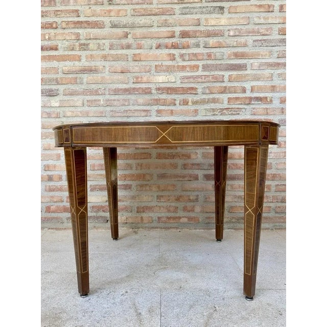 Circular Side Table in Wood with Lemongrass Marquetry Fillets For Sale - Image 16 of 18