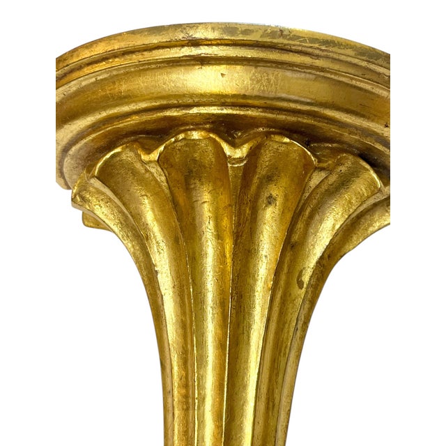 Mid 20th Century Pair Italian Hollywood Regency Style Carved Gilt Wood Fluted Wall Brackets For Sale - Image 4 of 10
