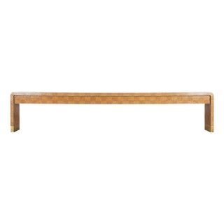 Karl Springer Style Organic Grasscloth Waterfall Console 10 Ft For Sale