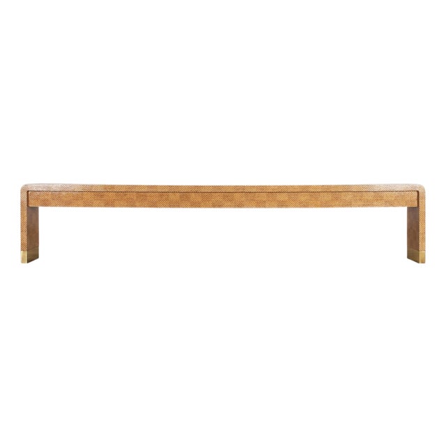 Karl Springer Style Organic Grasscloth Waterfall Console 10 Ft For Sale