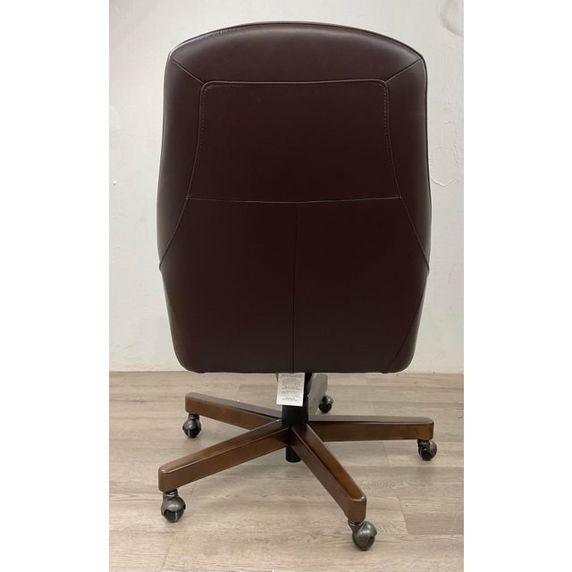 Modern Dark Brown Leather Adjustable Desk Chair For Sale In Atlanta - Image 6 of 6