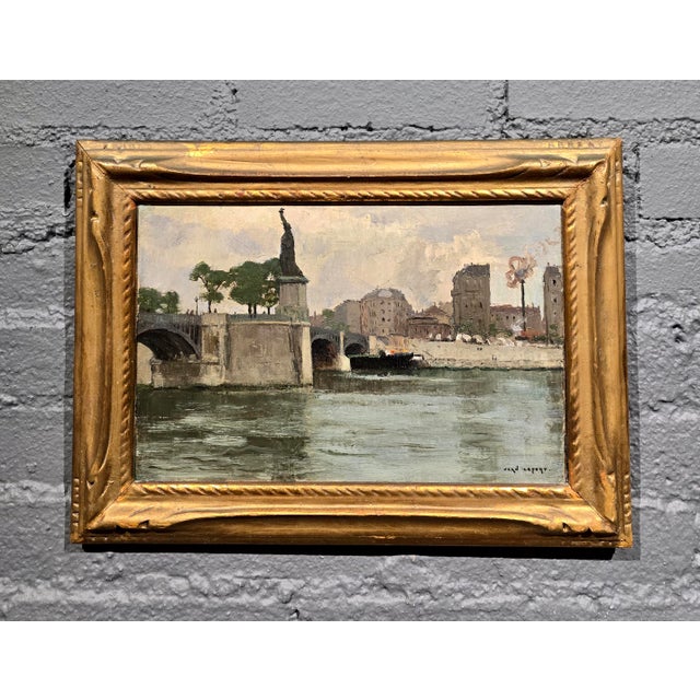 French Jean-Louis Lefort –1910s Paris, Pont De Grenelle & Statue of Liberty–Oil Painting For Sale - Image 3 of 12