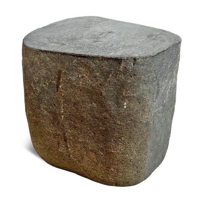 Solid heavy stone boulder outdoor side table or stool. This is a unique, natural rustic organic modern piece, which will...