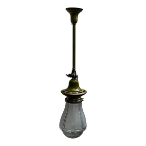 Vintage Industrial Gas Fixture With Frosted Shade