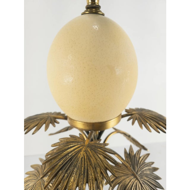 Metal Victorian Silverplated Brass Palm and Ostrich Egg Table Lamp For Sale - Image 7 of 13